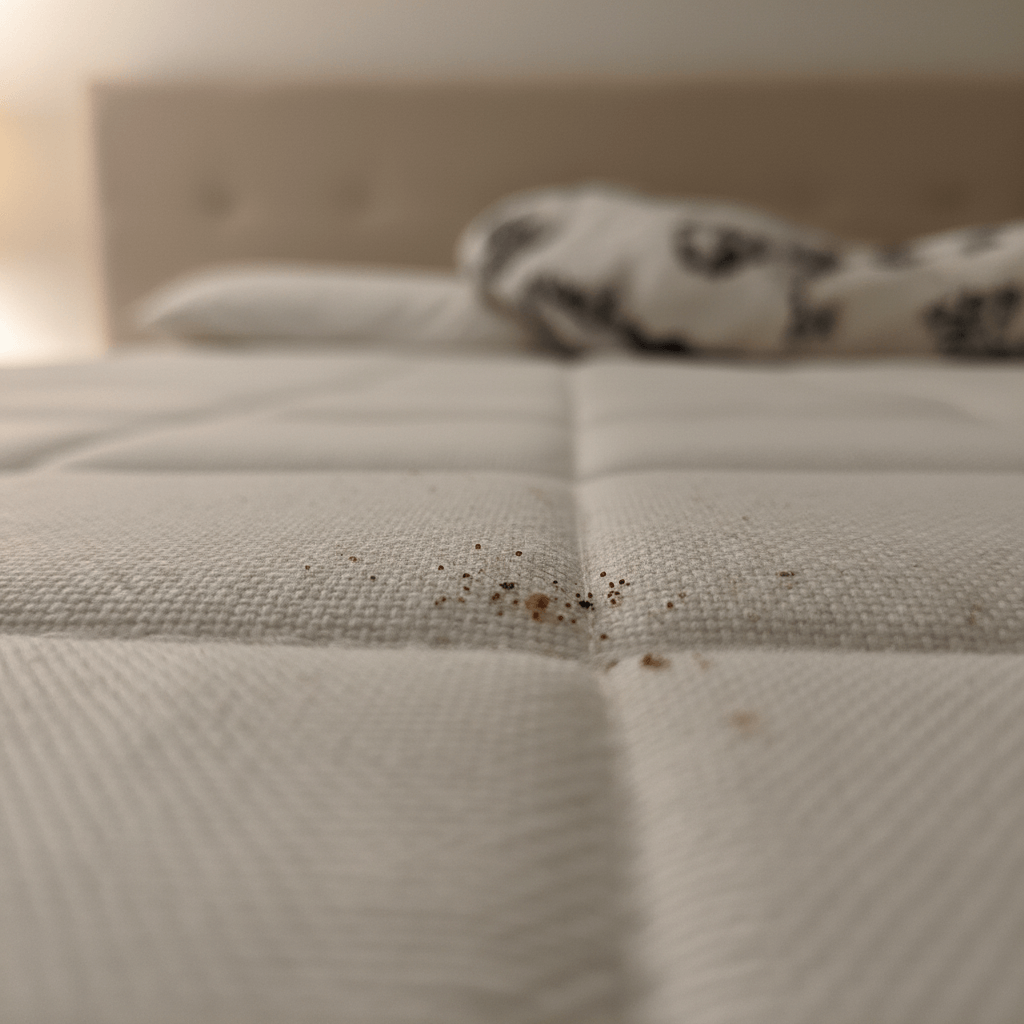 Inspektion einer Matratze auf Bettwanzenbefall