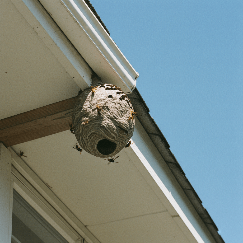 Entfernung eines Wespennests am Dachstuhl